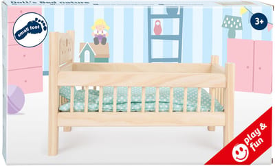 Small Foot - Houten Poppenbed Natuurlijk met Beddengoed, 4ld