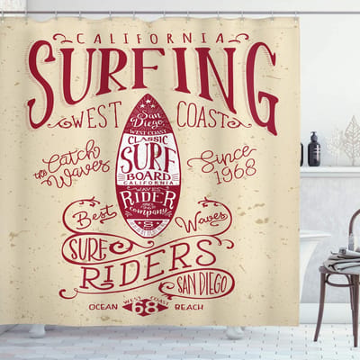 ABAKUHAUS San Diego douchegordijn – California Surf – 175x180 cm
