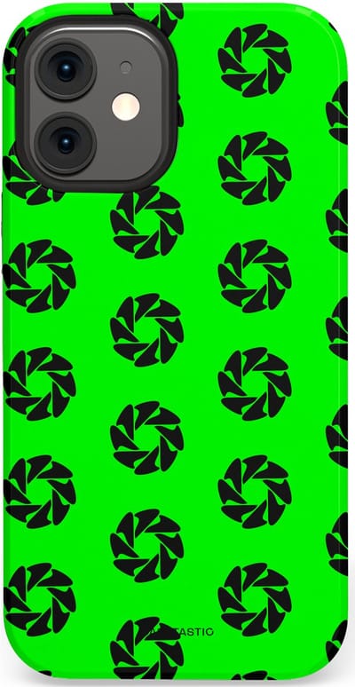 Casetastic hoesje geschikt voor Apple iPhone 12 Mini - Dubbellaagse bescherming - Neon Groene Cirkels - Fashion Case - Groen Zwart
