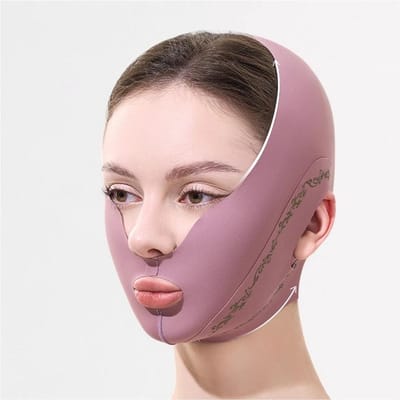 Anti-rimpel Gezichtsslankmakend Verband Gezichtsmasker Ademend V-lijn Gezichtsvormer Elastische Grafeen Gezichtsliftband Vrouwen paars