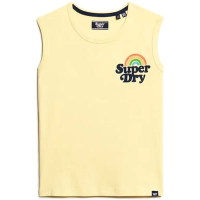 Superdry Vintage Rainbow Hemd Geel Grootte: 40