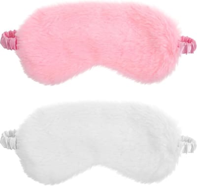 Set van 2 Fluffy Oogmaskers, Zacht Slaapmasker, Comfortabel en Verstelbaar Faux Fur Blinde Band voor Dames en Heren, Ideaal voor Reizen en Naps