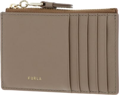 FURLA Leren Kaarthouder Nuvola Zipped Card Case Greige Taupe