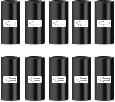 10 Rollen - Vuilniszakken - Kleine Autovuilniszakken - Mini Vuilniszakken - Geschikt voor Huishoudelijk & Voedsel - Zwart
