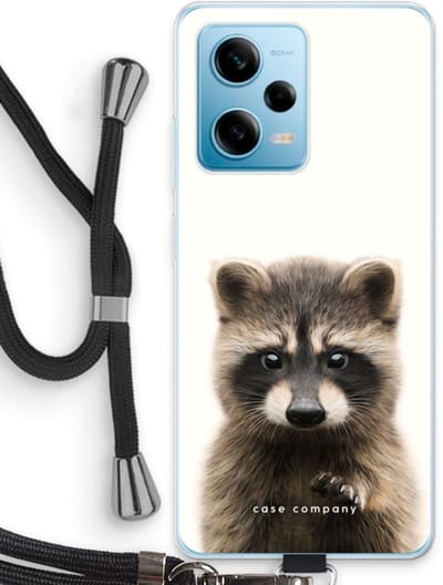 Case Company® - Hoesje met koord geschikt voor Xiaomi Redmi Note 12 Pro 5G hoesje met Koord - Rocco - Telefoonhoesje met Zwart Koord - Bescherming aan alle Kanten en Over de Schermrand