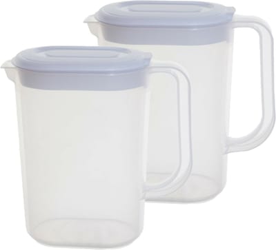 Whitefurze Schenkkan/waterkan - 2x - transparant - 1500 ML - kunststof - 19 x 9 x 20 cm