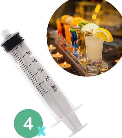 Spuiten - 4 stuks - 30ml - Drank Spuit - Spuit - Injectie spuit - Zonder naald - Doseerspuit - Shotjes spuiten