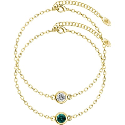 Geboortesteen armbanden - Goud, kristal en groen