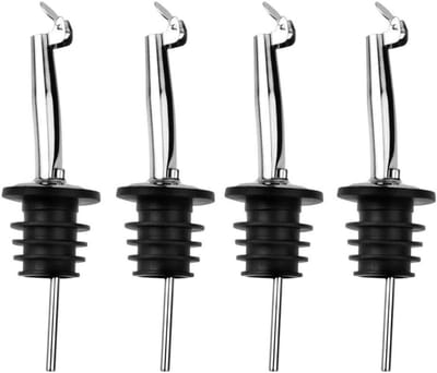 TOVBMUP Wijnschenkers - 4-pack - Wijnschenkers - Plastic kurk olieschenkers geschikt voor wijn, sterke drank, olijfolie, koffiesiroop, azijnflessen - Perfect geschikt voor cocktails, feesten, likeuren en bars - Zwart
