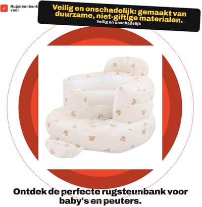 Dailygoods- Opblaasbare Vloerstoel Duurzaam - Baby Zitje - Peuterstoel - Badstoel - Zacht en Beschermend - Schattig Patroon - Babyzitje