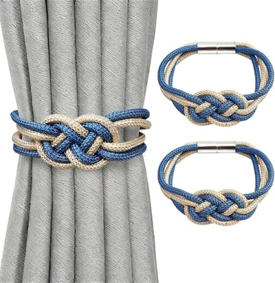 2-pack mini magnetische gordijn strikken - 47 cm lange magnetische gordijn strikken - elegante handgeweven decoratieve gordijnstrikken - geschikt voor gordijnen in huis en op kantoor