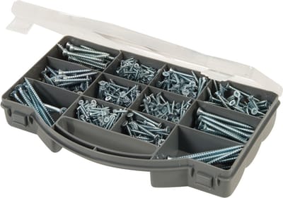 Fixman Verzonken schroefset - zink geplateerd - 780 stuks - diverse maten - opbergkoffer