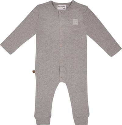 Frogs and Dogs - Raccoon Melange 10x1 Rib Onesie | Taupe - Katoen - Maat 62