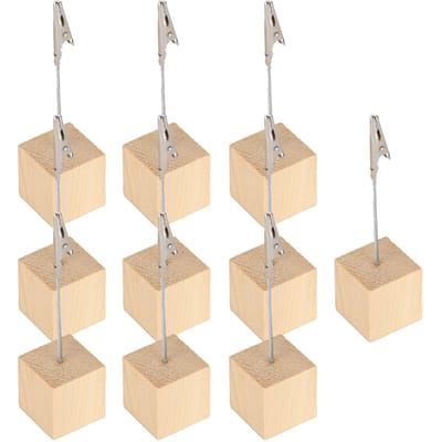 10 stuks Notitieklem Houten Basis Alligatorklem Houder Foto Nummer Tafelkaarten Memo Houder