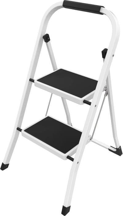Famanu – Opvouwbare trapladder met 2 treden stalen frame antislip handgreep tot 150 kg