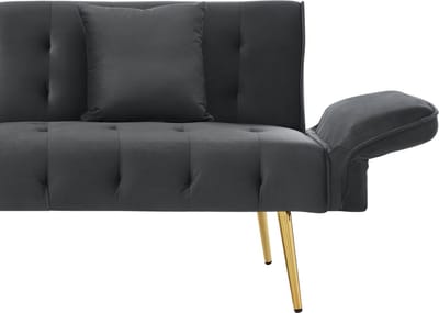 Tweezits multifunctioneel sofa-bed met slaapfunctie, verstelbare rugleuning en verstelbare armleuningen. Moderne opklapbare sofa-bed voor woonkamer - met fluwelen hoes. Royale slaapruimte-grijs