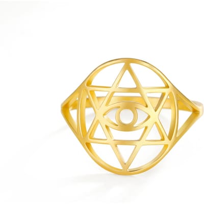 LIKGREAT Bague Étoile de David Vintage Bagues Maléfiques pour Hommes Femmes Acier Inoxydable Bijoux Punk Étoile Juive Amulette de Protection Cadeau 11