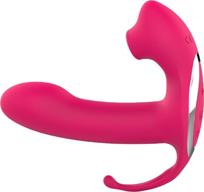 Cupitoys® Luchtdruk vibrator met dildo en butt plug - 3 in 1 - 14,3cm - Roze - 24 standen standen - Vibrators voor vrouwen en mannen - Sex toys voor vrouwen en mannen