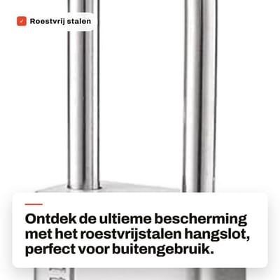 Dailygoods- Hangslot Roestvrij Staal - Waterdicht - Buitenbeveiliging - Hangslot met Sleutel - Lange Beugel - SuperB-niveau Slotcilinder - Beveiligingsslot