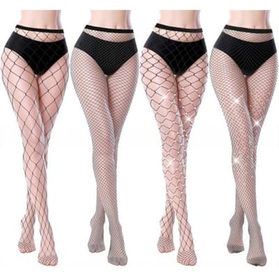 4/6 Paires Bas résille Pour Femmes Collants Sexy Hauts Étoiles Floraux Leggings résille Collants white