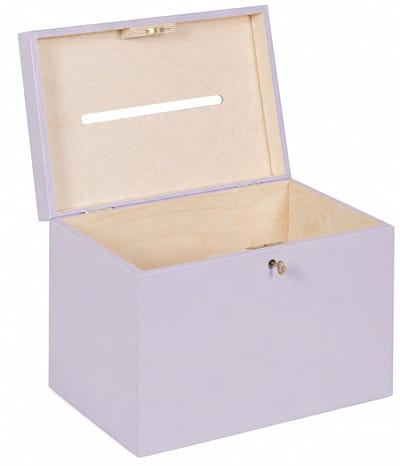 HAUDT® Enveloppenkist met slot BAS Lavendel - 29 x 20 x 21 cm - houten kist met slot - incl. koperen sleutel - zacht paarse opbergkist