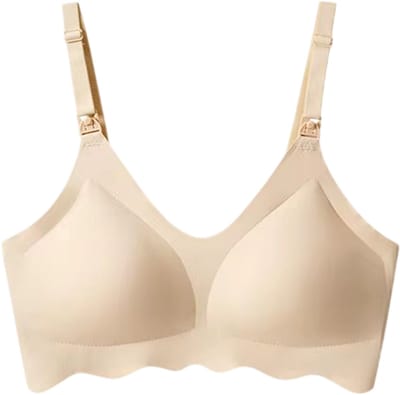 Draadloze Borstvoeding Bh voor Vrouwen – Comfortabel, Ademend, Ultra Dun, Afneembaar, Moederschap, Zwangerschap - Beige - Maat S