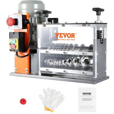 VEVOR Kabelstripmachine Elektrische kabelstripmachine van 1,5-32 mm, 750W stripmachine, snelheid van 30 m per minuut, draadstripper, veerstalen mes van 65 Mn, ideaal voor het strippen van koperdraad