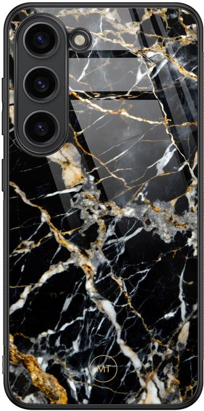 Hoesje geschikt voor Samsung Galaxy S23 - Black marble elegance - Hard Case Zwart Back Cover - Marmer - Zwart - Mooie Telefoonhoesjes