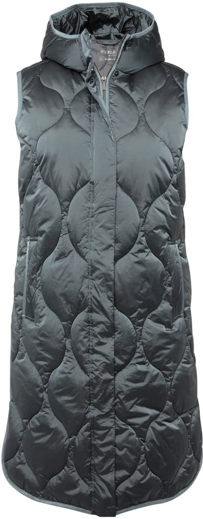 Ulla Popken - Dames - HYPRAR lange doorgestikte bodywarmer waterafstotend - Grijsblauw - Maat 46+