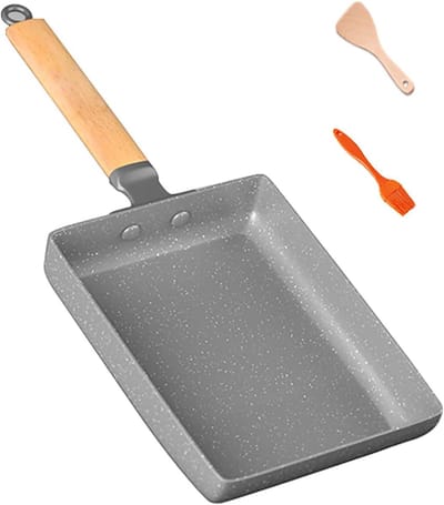 Omelet Pan - Japanse Koekenpan - Ontbijt Maken - Antiaanbaklaag - 18x13 cm - Grijs