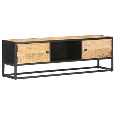 vidaXL - Tv-meubel - met - bewerkte - deur - 130x30x40 - cm - ruw - mangohout