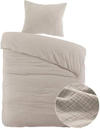 Papillon Dekbedovertrek Mousseline Zand - 140x200/220 cm - 100% Percale Katoen - Hoogwaardige kwaliteit
