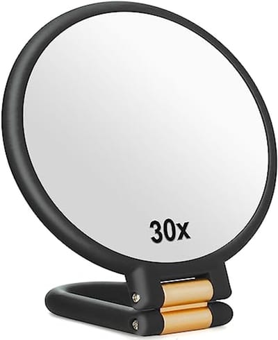 30x Vergrotende Handspiegel - Dubbelzijdige Opvouwbare Spiegel met Verstelbare Handvat voor Make-up