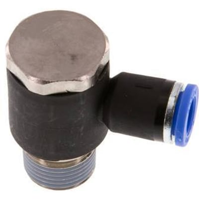 8mm x R3/8'' 90 graden L-vorm Messing/PA 66 Insteekfitting Buitendraad Draaibaar NBR [2 Stuks]