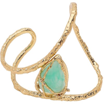 Bracelet manchette tendance à motif de lave, ouverture irrégulière, couleur or, pierres bleues, bijoux pour femmes, cadeau tendance beige