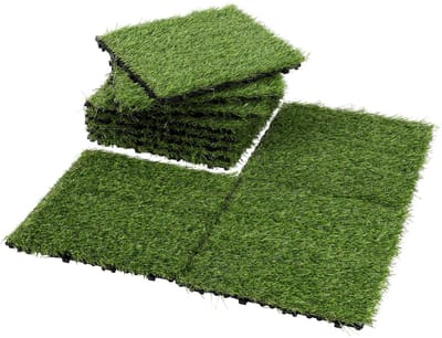 Kunstgrastegels Klik 30x30 cm 55 Stuks 5m² - Terrastegels met Drainage voor Balkon & Tuin