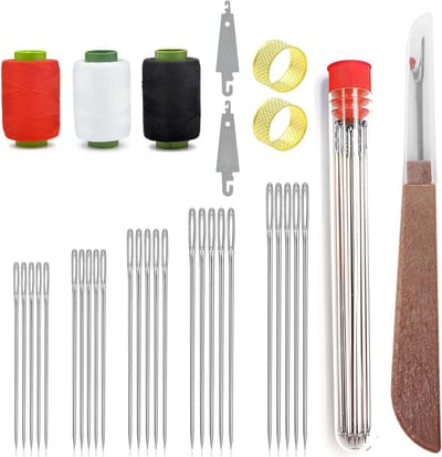 Complete Naaiset met 34 Kleurige Garens, Grote Naald, Leernaald en Punching Naald voor Handwerk en DIY Projecten, Handig en Draagbaar