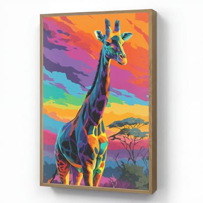 Wandlamp 70x100 cm - Oplaadbaar - Giraffe - Savanna - Lucht - Gekleurd - Wandlampen binnen woonkamer - Slaapkamer lamp - Decoratieve nachtlamp - Vloerlamp draadloos