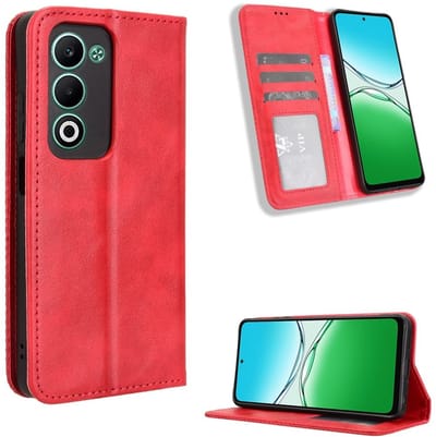 Coverup Hoesje - Geschikt voor OPPO A5 5G Hoesje - Coverup Vintage Style Book Case - Rood