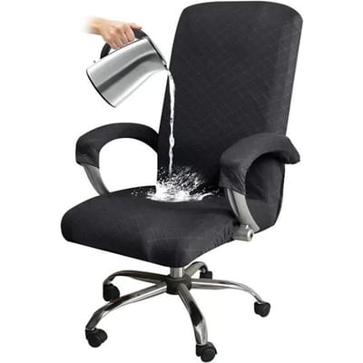 Plaid Jacquard Bureaustoelhoes Elastisch Boss Draaibaar Computerstoel Zitkussenhoes Stretch Gaming Stoelhoezen met Armleuninghoezen L With Armrest cover black