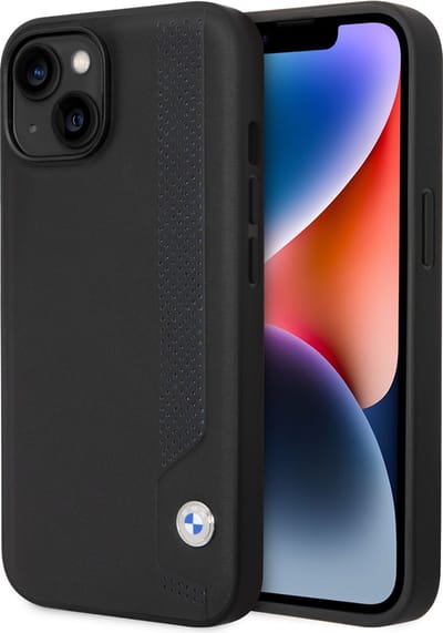 BMW Pu Leer Back Cover Telefoonhoesje voor Apple iPhone 14 - Bescherm je Telefoon, Zwarte Kleur.