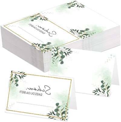 Prachtige Tafelkaarten voor Bruiloften en Feestjes, Eucalyptus Ontwerp, 80 Stuks, Persoonlijke Naam- en Tafelnummerkaarten voor Doop, Communie en Bevestiging