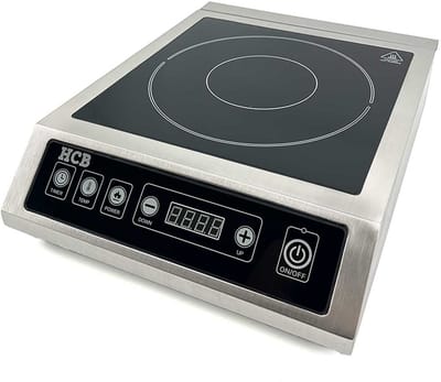 HCB® - Professionele Horeca Inductie kookplaat - 3,5 kW - 230V - Elektrische RVS / INOX kookplaat - 42.5x33x10.5 cm (DxBxH) - 5.20 kg - 9203