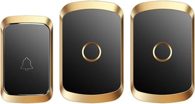 Draadloze Deurbel Set - Deur Klok - Toegangscontrole Huis - 300 Meter Bereik - 1 Zender 2 Ontvangers - Zwart Goud