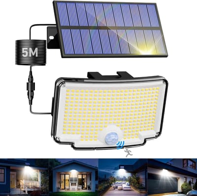 Zonne-energie Buitenlamp met Bewegingsmelder - 318 LEDs, 3 Modi, Waterdicht