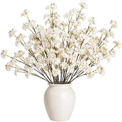 Mica Decorations Kunstbloem Bloesem Floral - 12x - H106 cm - wit - kunststof - stelen kunstbloemen - boeket - bloemetjes