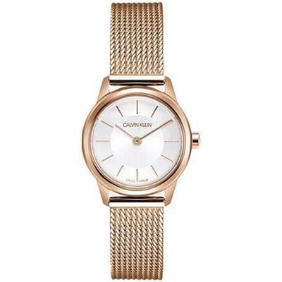 Montre à Quartz Calvin Klein Ck Mouvement à Quartz Bracelet en Acier Inoxydable Cadran Argenté Montres pour Femmes K3M23626 Regular Watch Box,White Dial and Rose Gold Band white