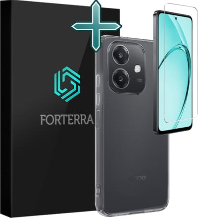 Hoesje Met Screenprotector - Geschikt voor OPPO A40 - Sterk & Shockproof - Telefoon Hoes - Back Cover - Siliconen Case - Transparant