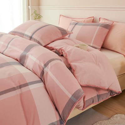 100% Katoen Beddengoed Set Luxe Dekbedovertrek Set- 1 Dekbedovertrek met 2 Kussenslopen, Klassiek Geruit Stijl, Dekbedovertrek Set 150x200cm(59x79 in)