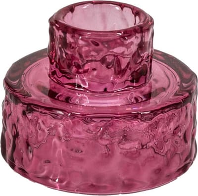 Glazen waxine- en kaarsenstandaard roze
